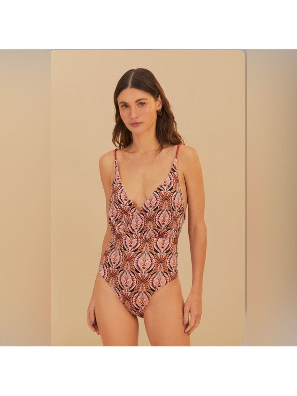 Farm Rio Pink Pineapple Jewelry One-Piece Swimsuit